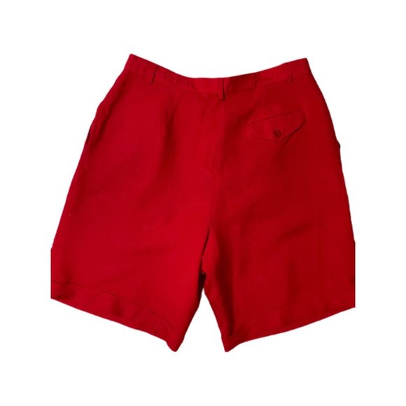 Talbots Vintage USA 14 Petite Red Linen Blend Cuffed Shorts - Picture 2 of 4